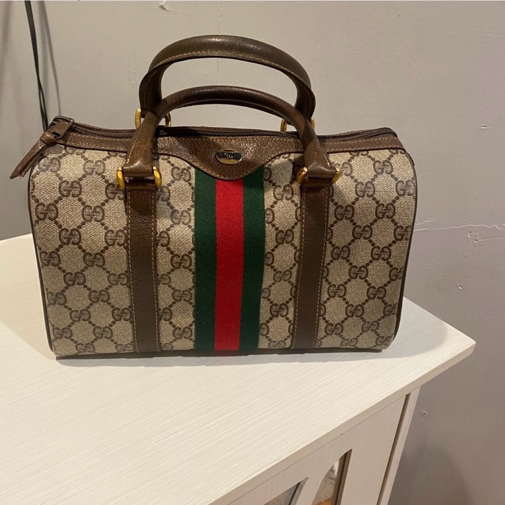 Gucci Brown and Green Satchel Handbag  with Signature Webbing 🌷👜🌷 - Picture 6 of 12